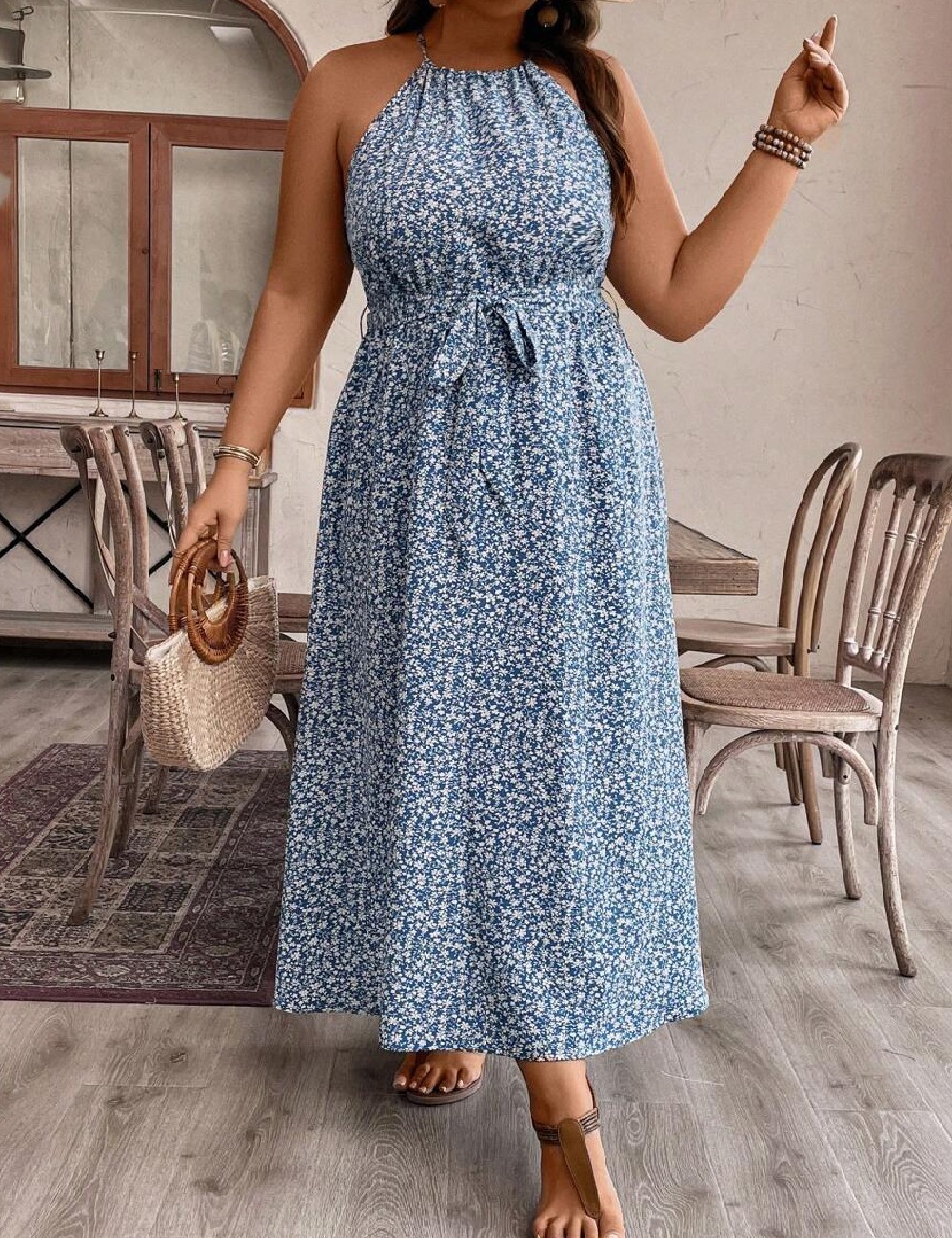 Rochie lunga SHEIN CURVE, albastru - 1 | YEO