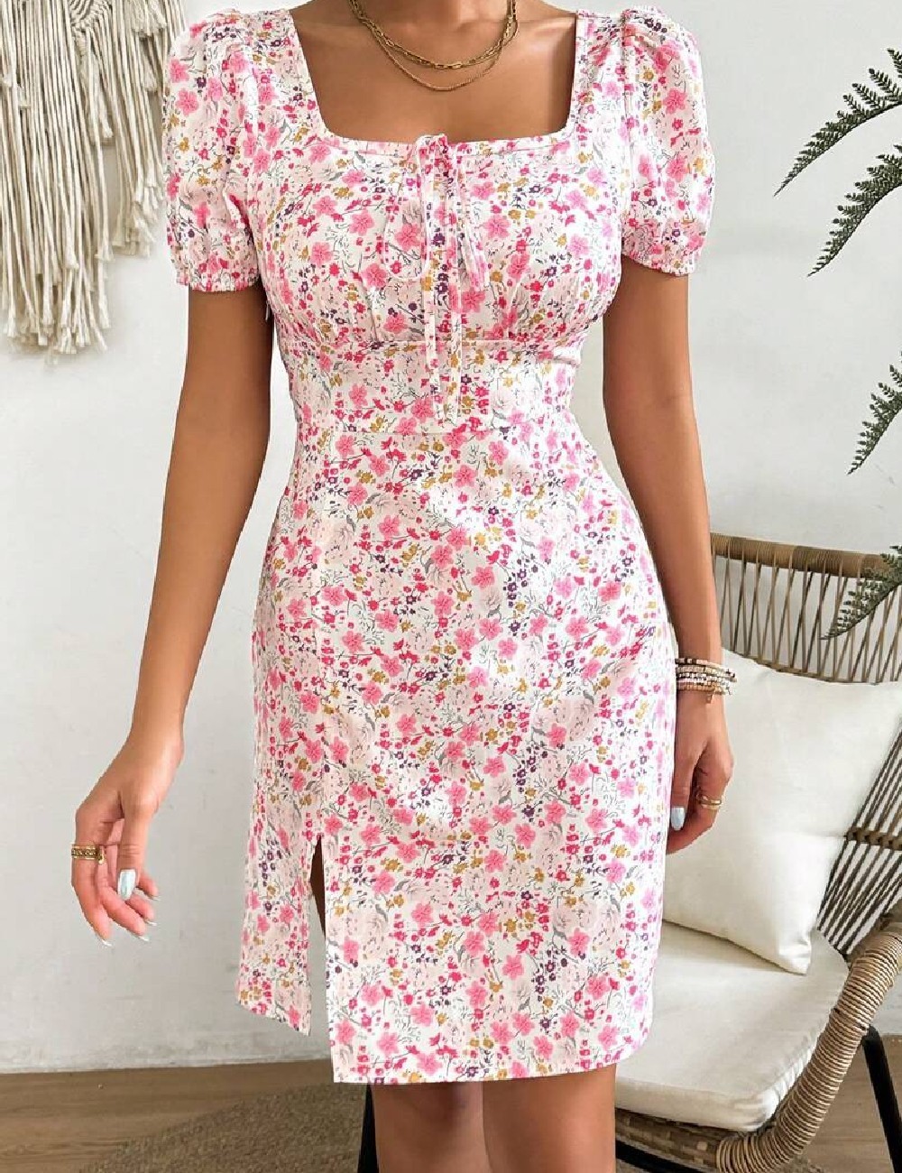 Rochie scurta SHEIN, roz - 1 | YEO