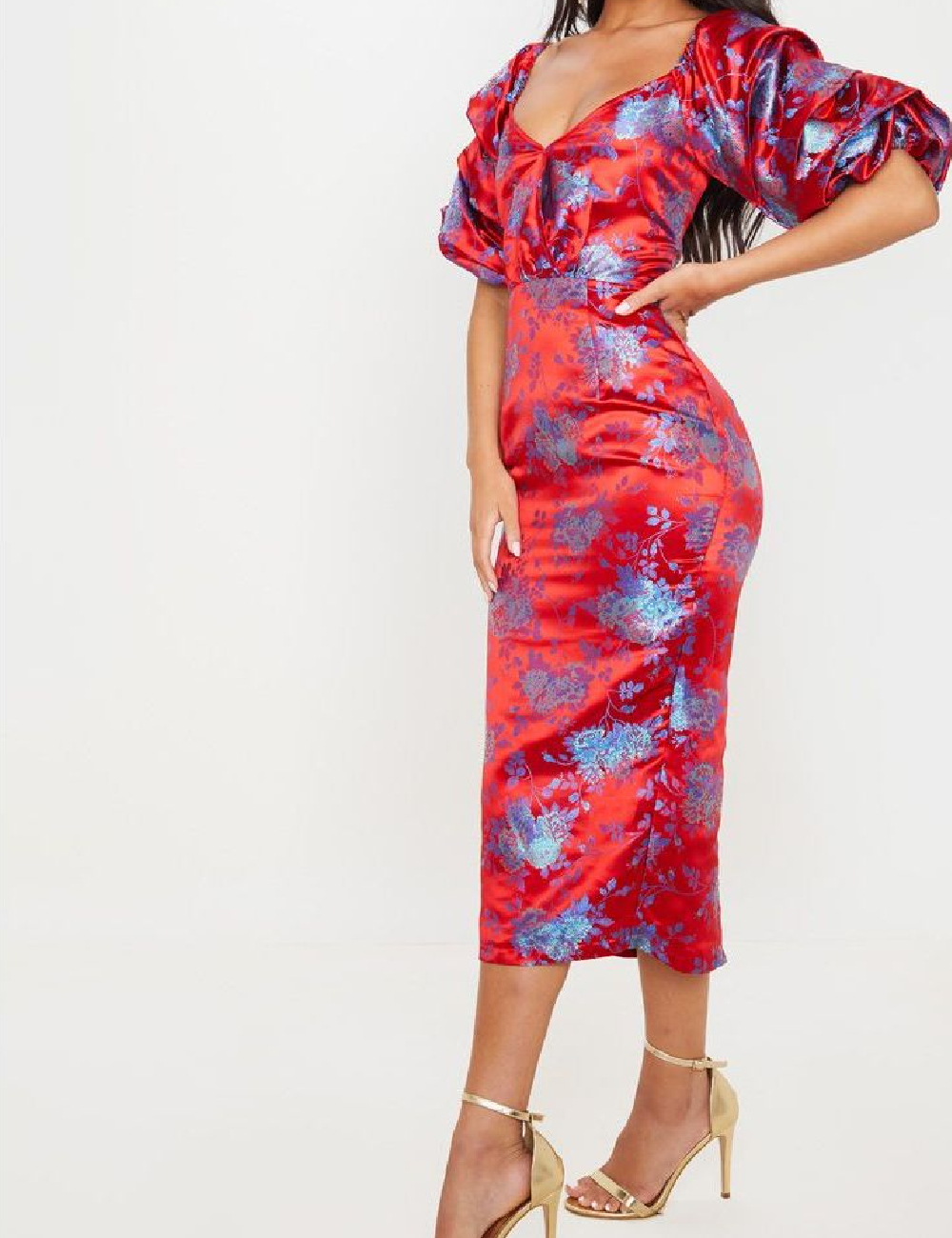 Rochie medie PRETTYLITTLETHING, rosu