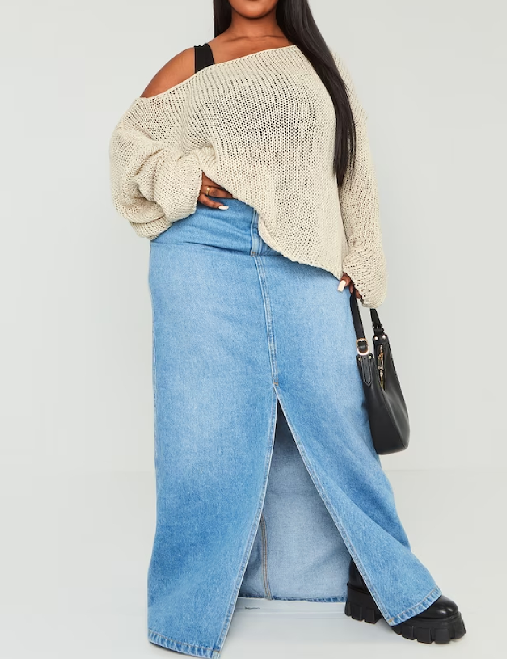 Fusta PRETTYLITTLETHING Plus Size, albastru