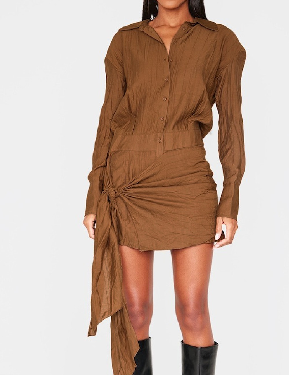 Rochie scurta PRETTYLITTLETHING, maro - 1 | YEO