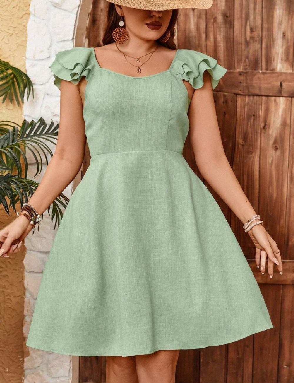 Rochie scurta SHEIN CURVE, verde