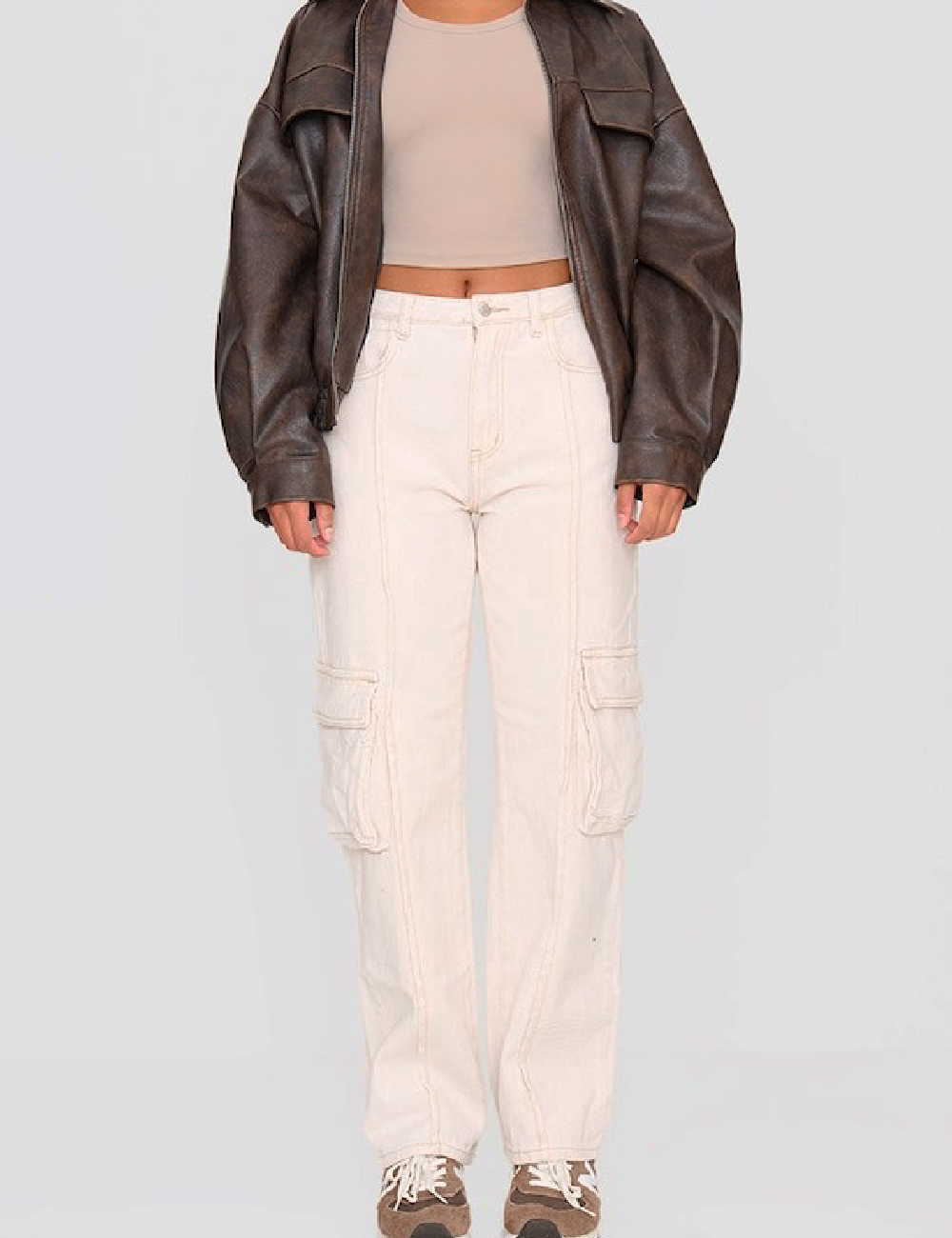 Pantaloni PRETTYLITTLETHING, crem