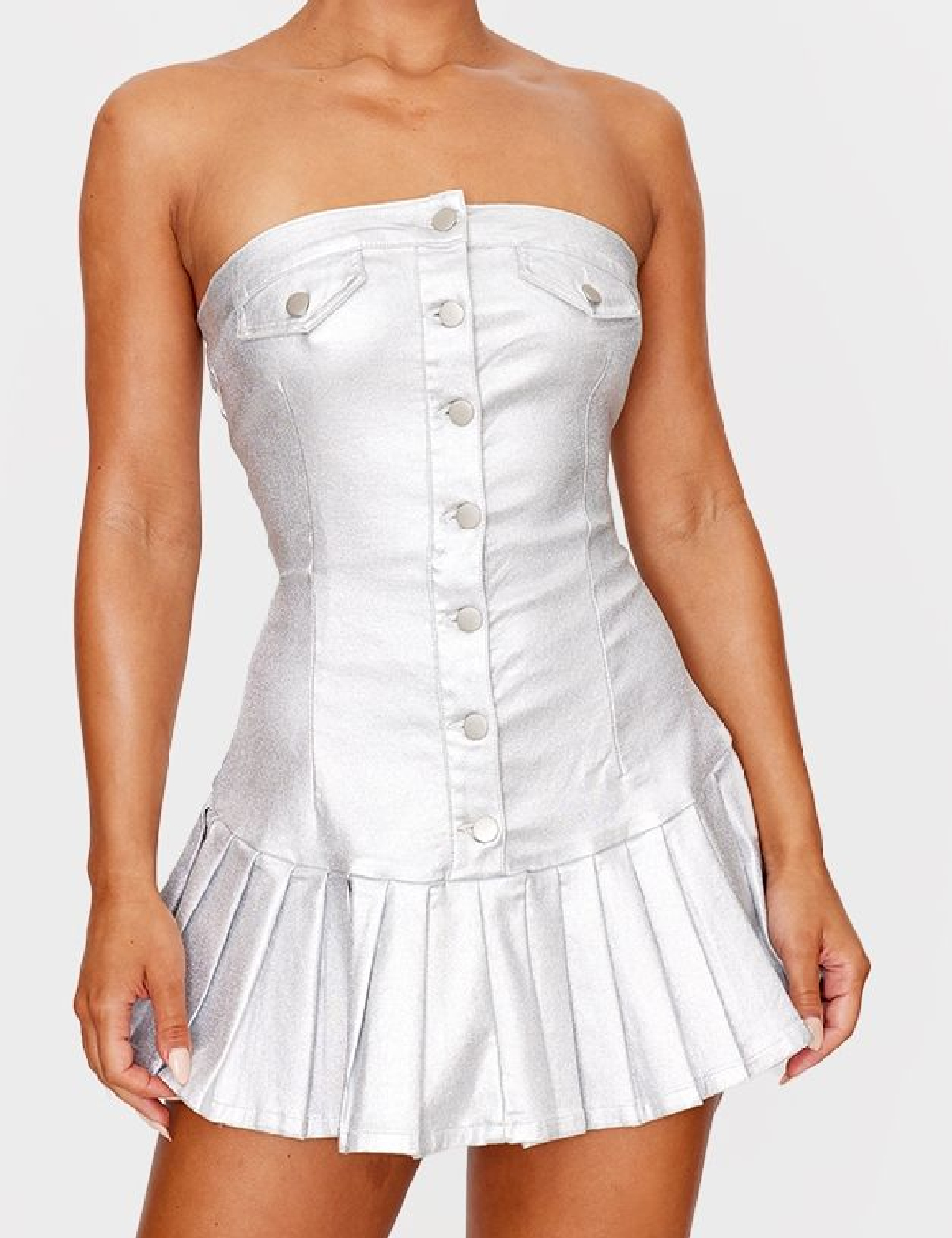 Rochie scurta PRETTYLITTLETHING, argintiu