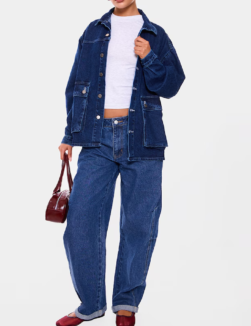 Jacheta Oversize PRETTYLITTLETHING, bleumarin
