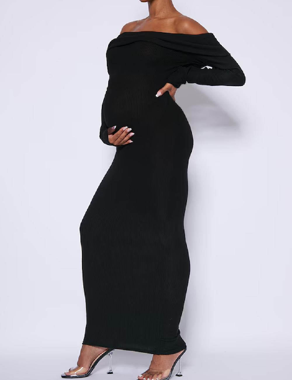 Rochie lunga PRETTYLITTLETHING Maternity, negru