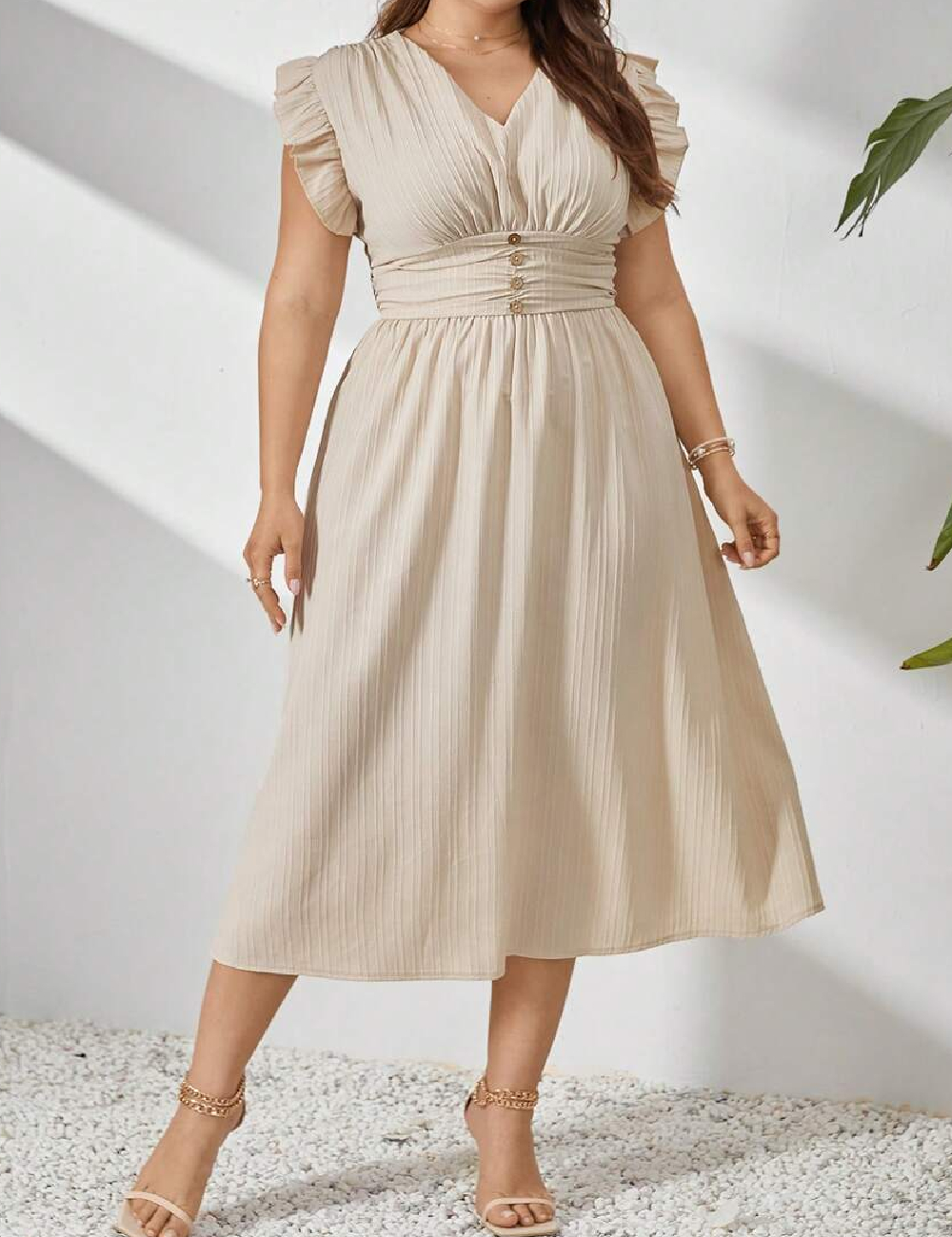 Rochie medie SHEIN CURVE, crem