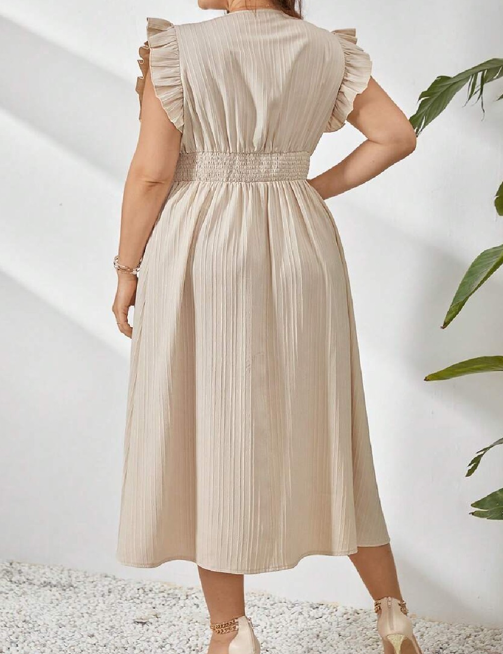 Rochie medie SHEIN CURVE, crem - 1 | YEO