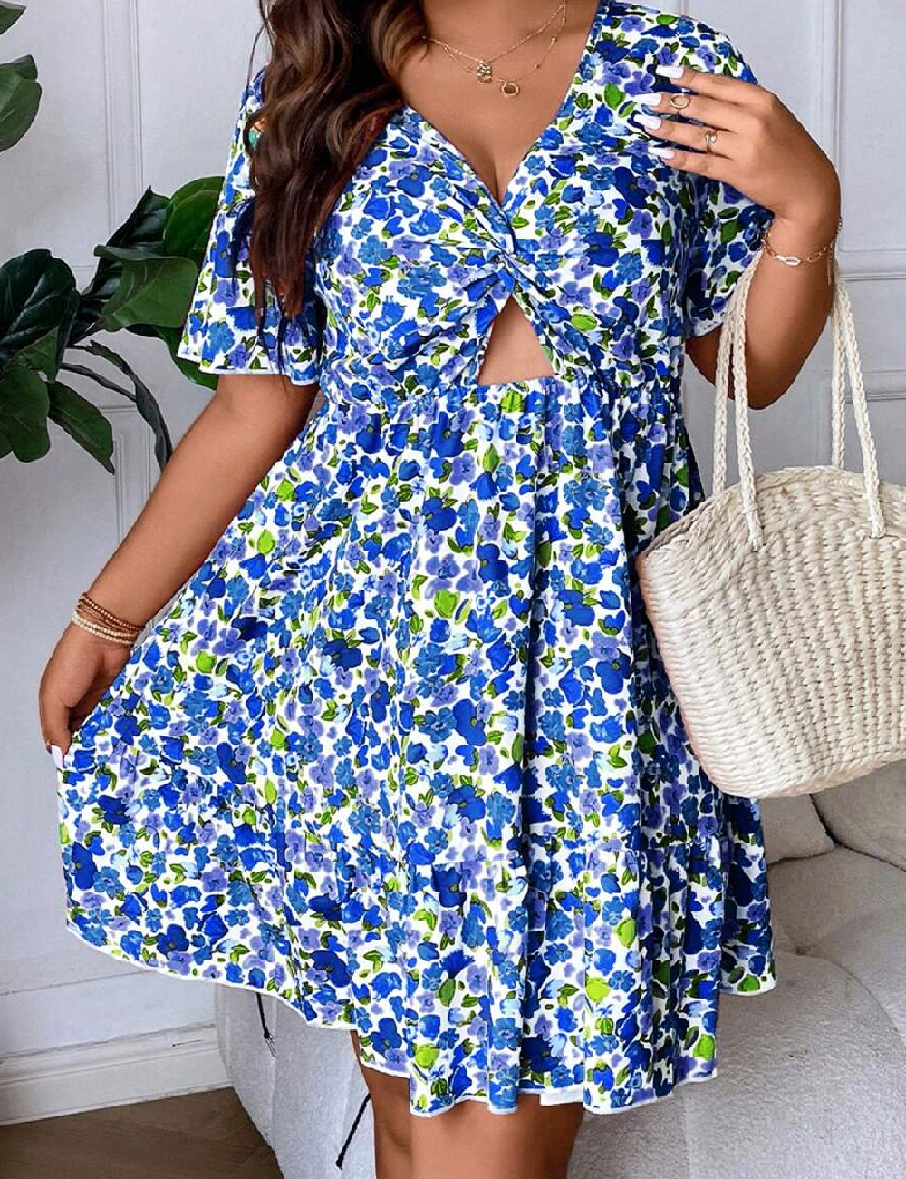 Rochie scurta SHEIN CURVE, floral print
