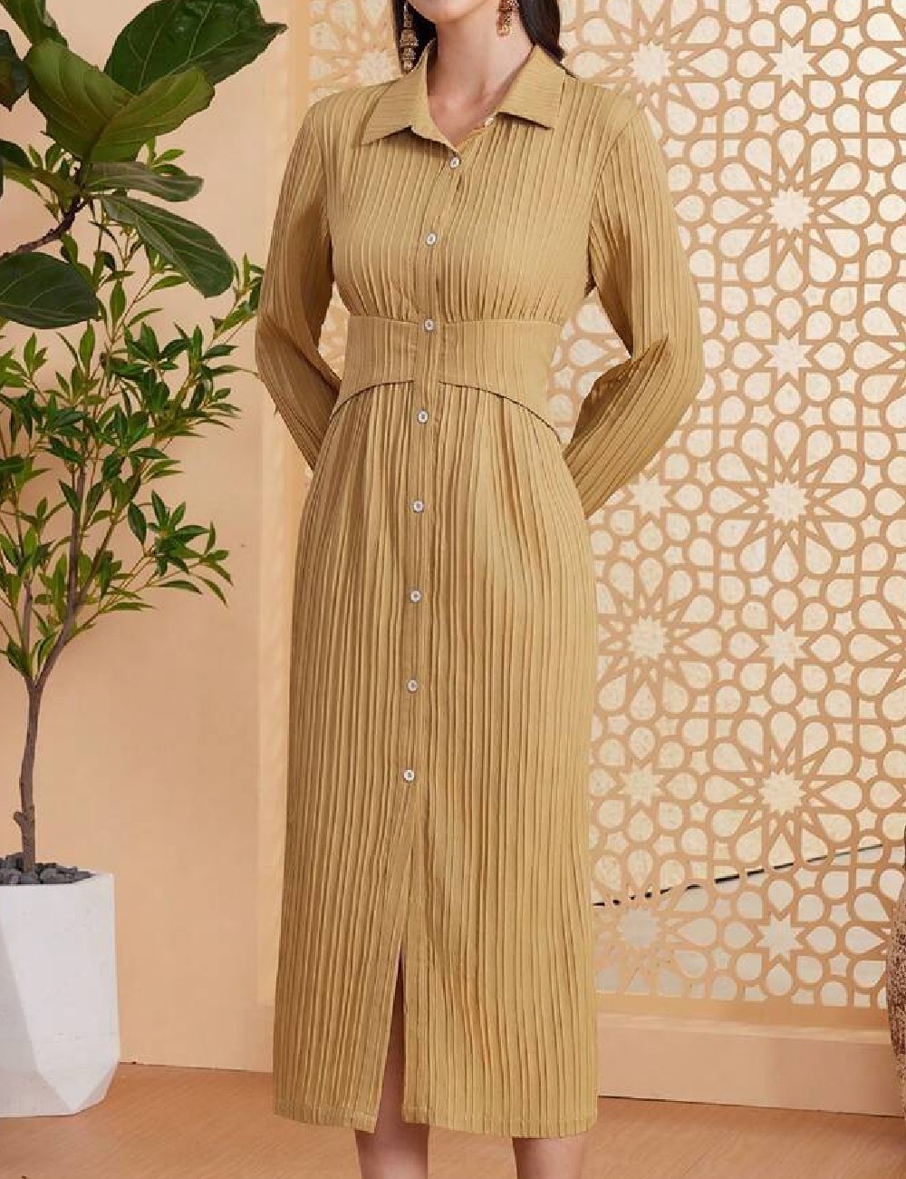 Rochie medie SHEIN, maro deschis - 1 | YEO