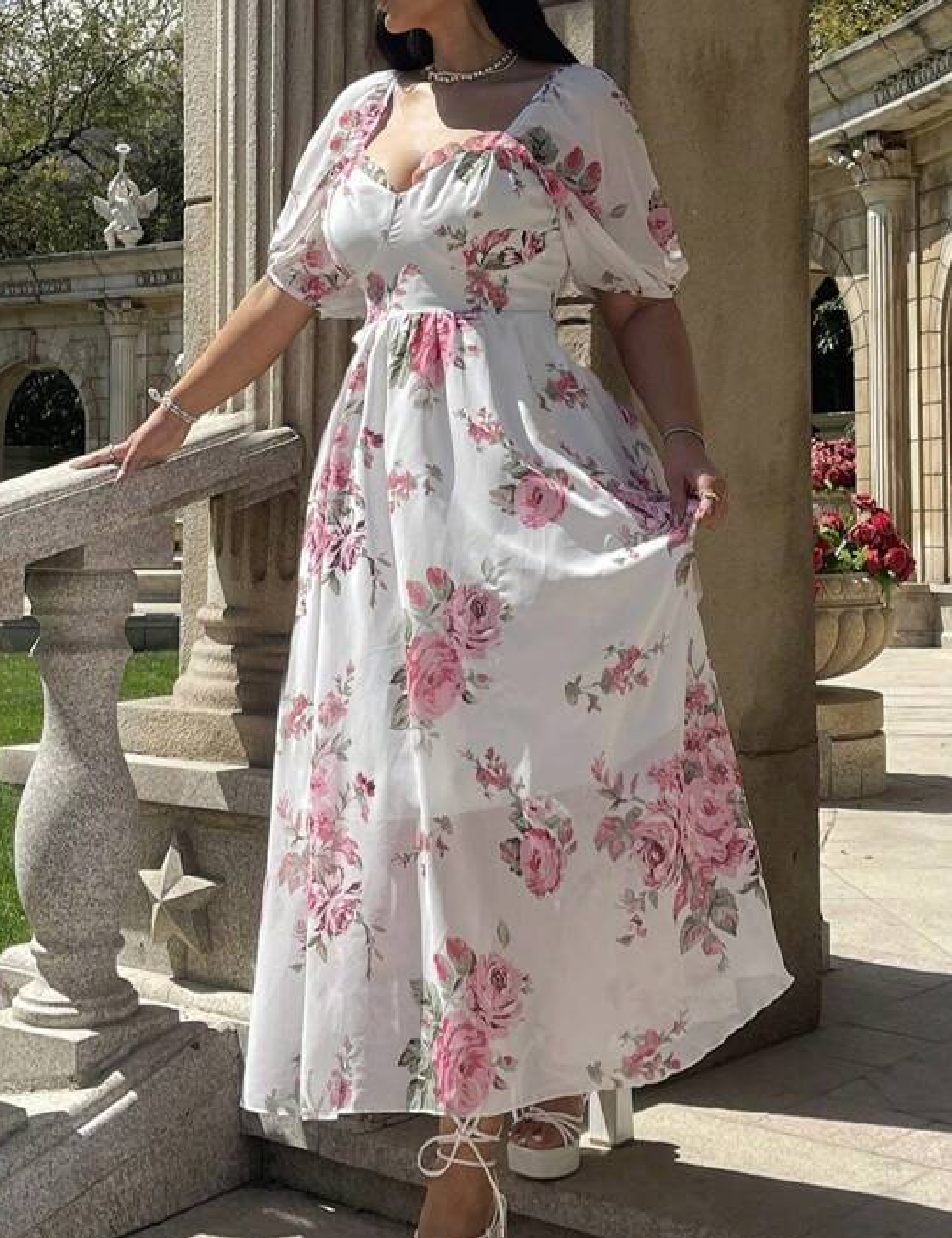 Rochie lunga SHEIN CURVE, floral print