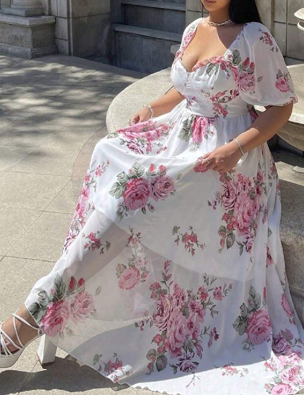 Rochie lunga SHEIN CURVE, floral print - 1 | YEO