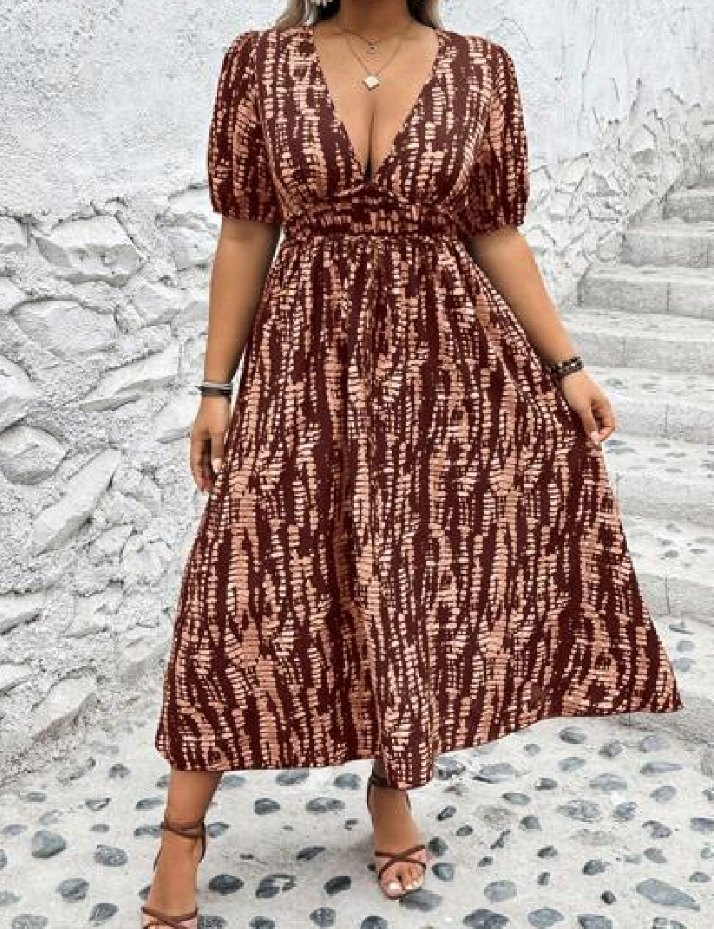 Rochie lunga SHEIN CURVE, maro