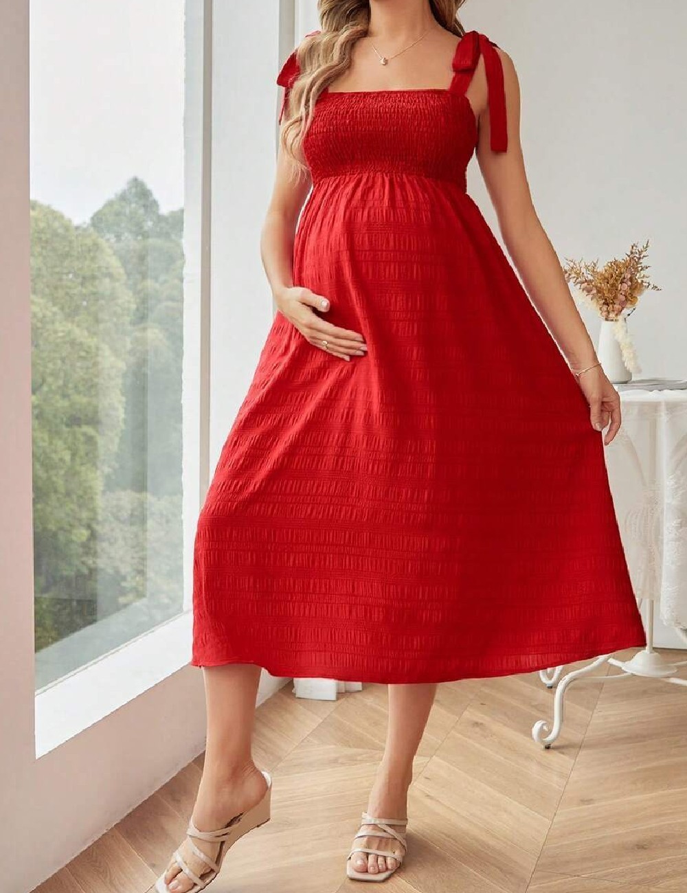 Rochie medie SHEIN Maternity, rosu - 1 | YEO