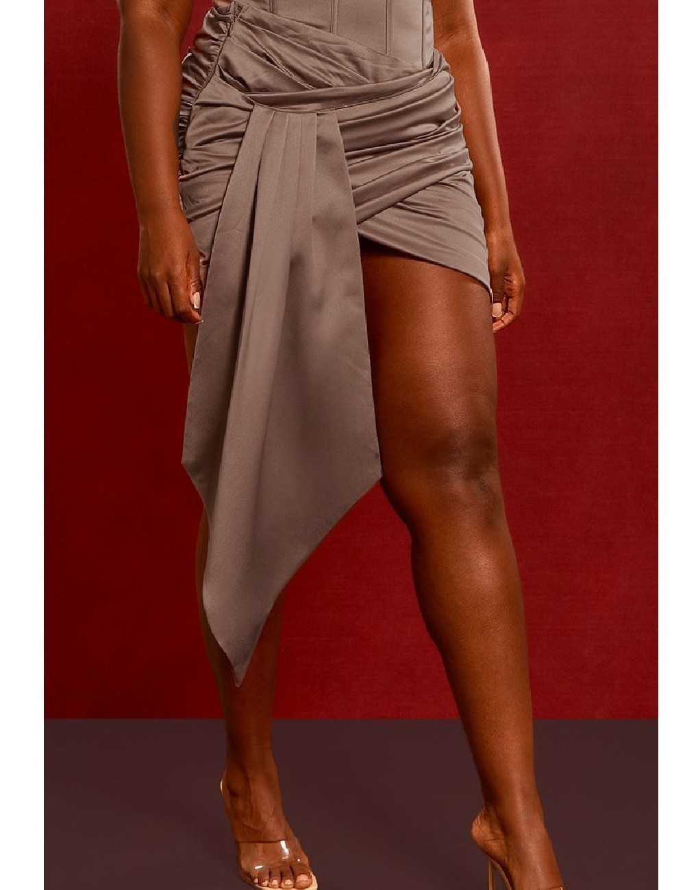 Fusta PRETTYLITTLETHING Plus Size, maro - 1 | YEO
