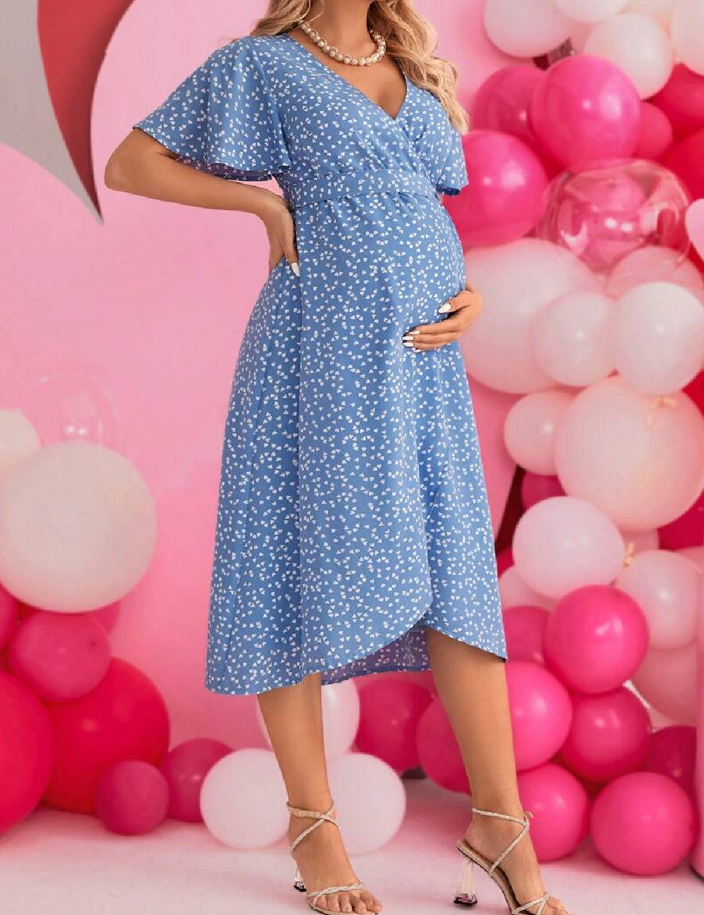 Rochie medie SHEIN Maternity, albastru