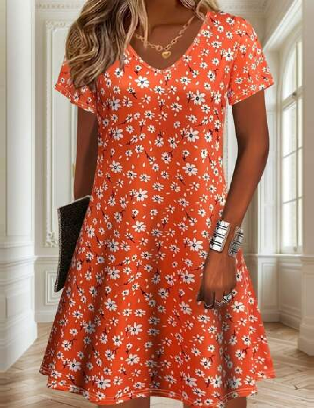Rochie scurta SHEIN, portocaliu