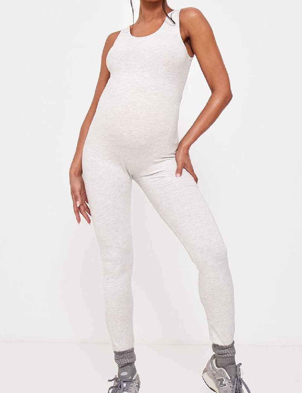 Salopeta PRETTYLITTLETHING Maternity, gri deschis