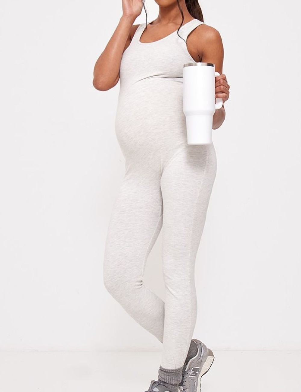 Salopeta PRETTYLITTLETHING Maternity, gri deschis - 1 | YEO