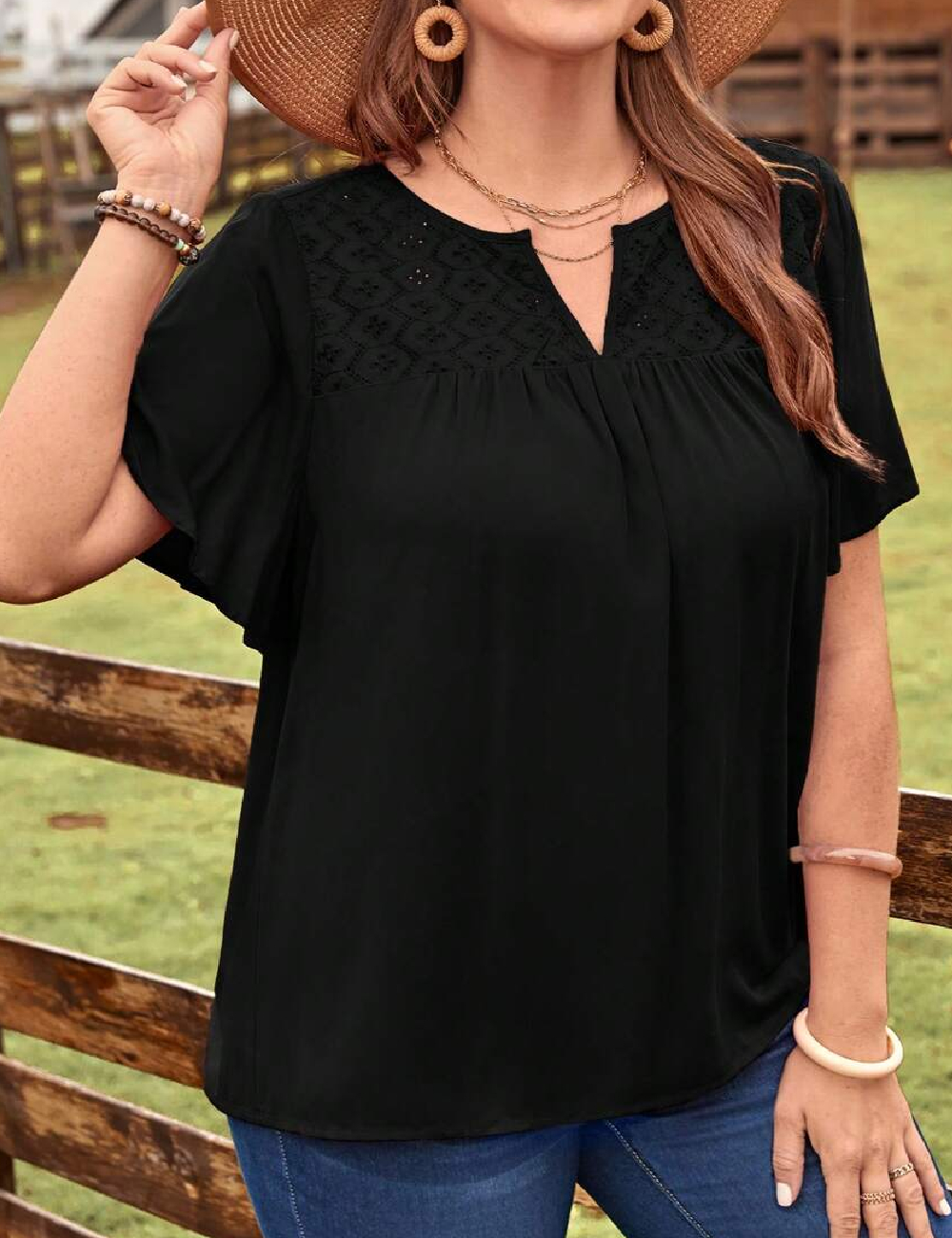 Bluza Emery Rose Curve, negru