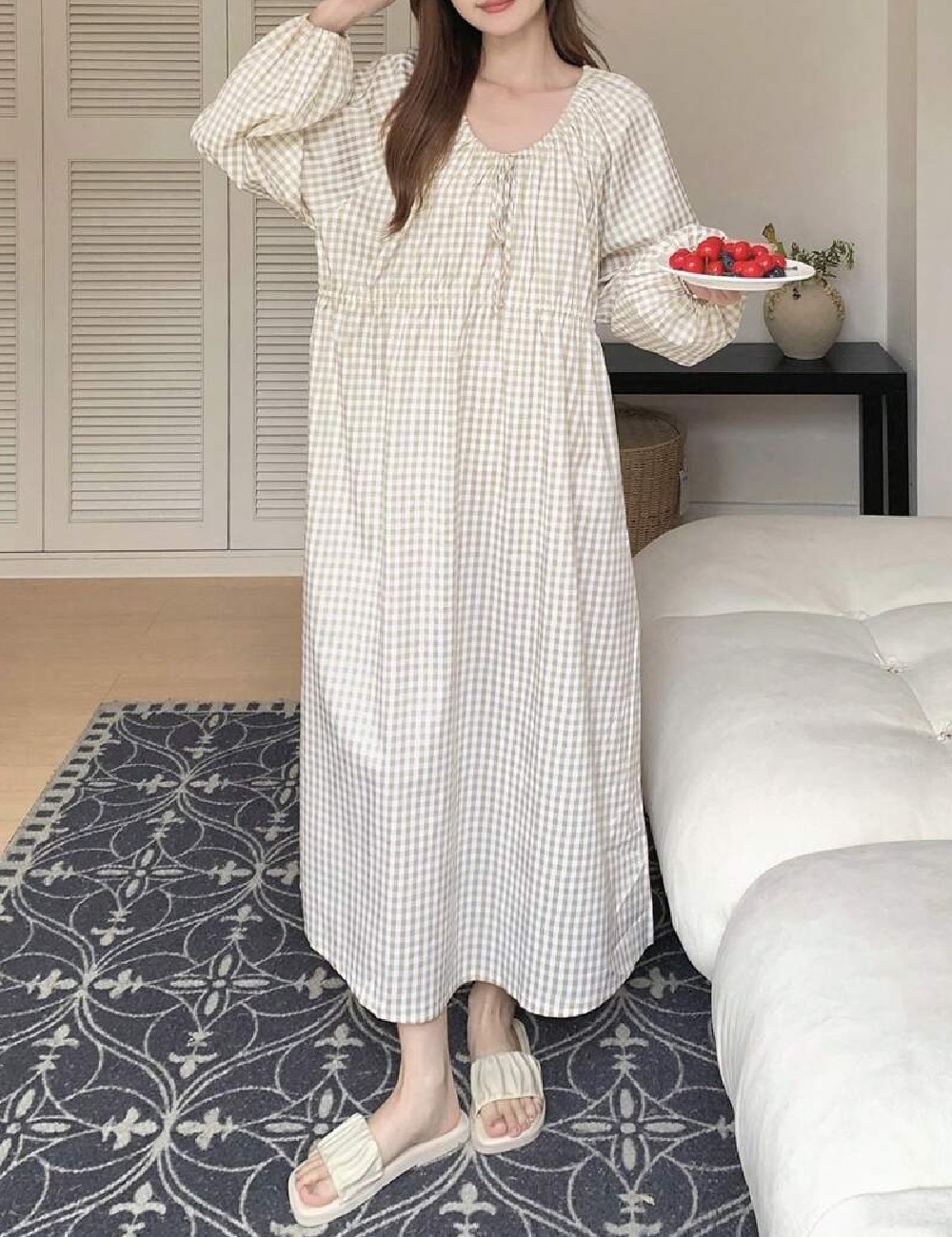 Rochie lunga Dazy, crem - 1 | YEO