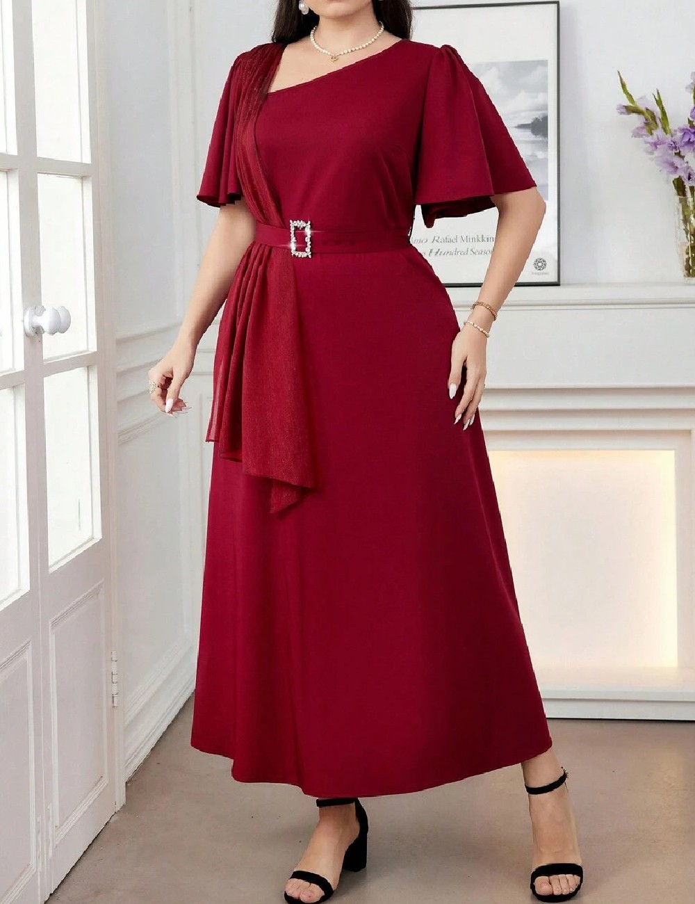Rochie lunga SHEIN CURVE, rosu - 1 | YEO