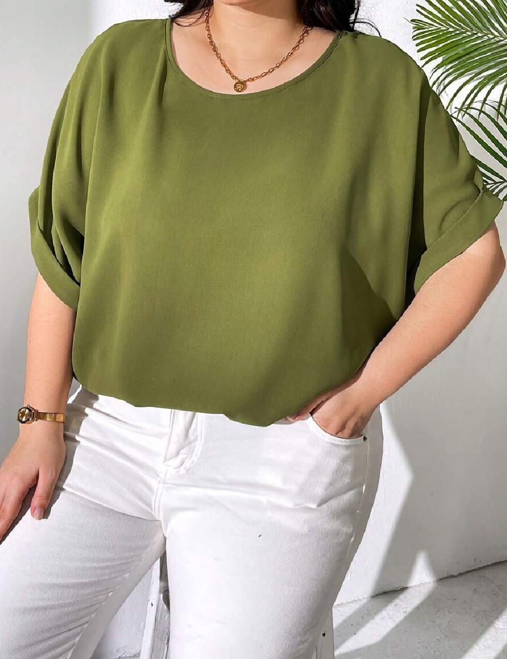 Bluza SHEIN CURVE, verde - 1 | YEO