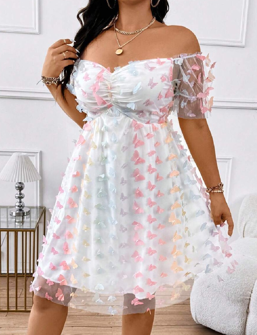Rochie scurta SHEIN CURVE, alb - 1 | YEO