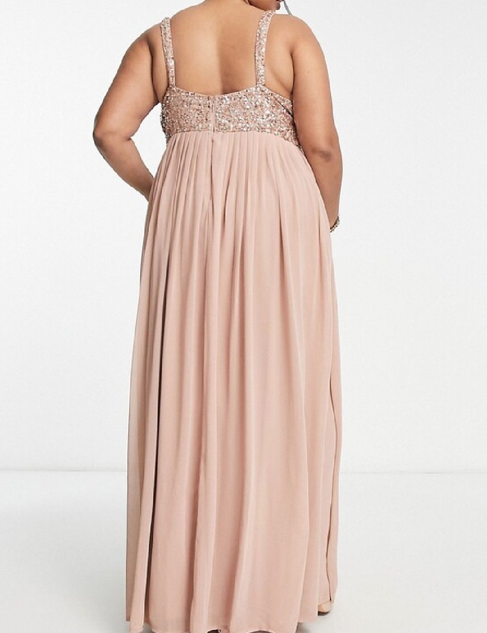 Rochie lunga Beauut Plus Size, roz pudra - 1 | YEO