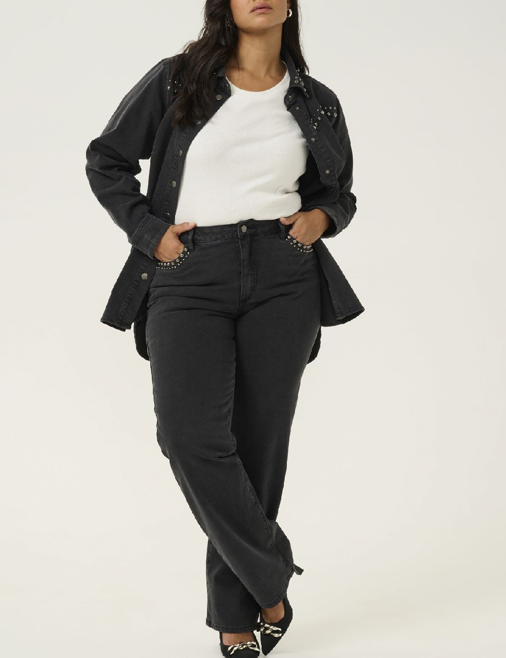 Pantaloni Kaffe Curve, negru