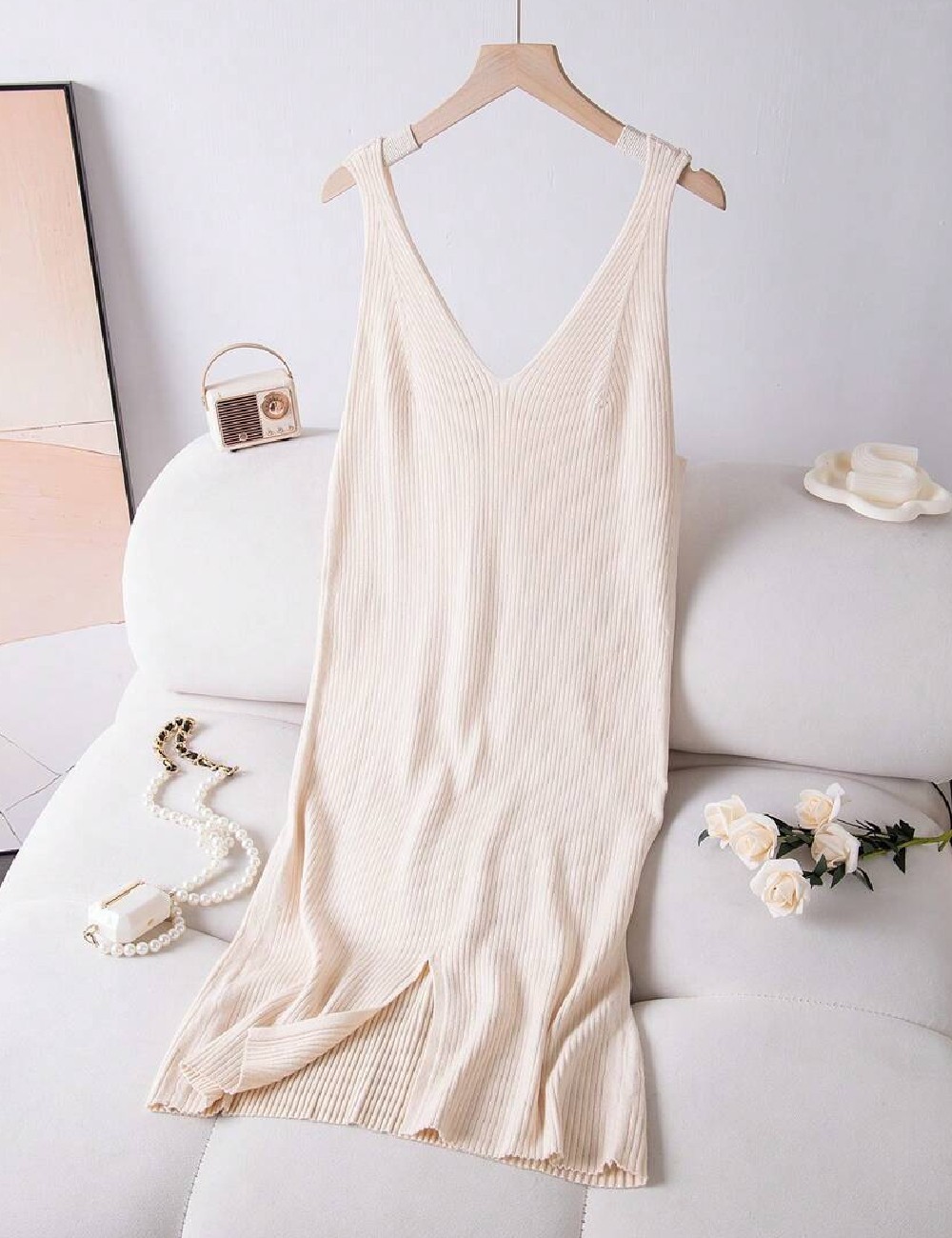 Rochie scurta SHEIN CURVE, crem - 1 | YEO