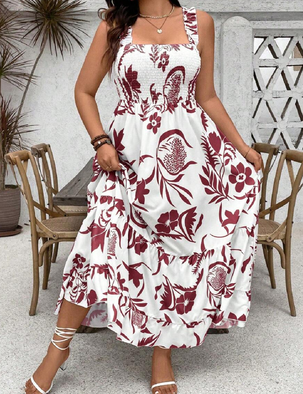 Rochie lunga SHEIN CURVE, alb