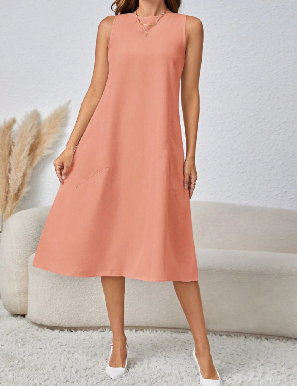 Rochie medie SHEIN, piersica