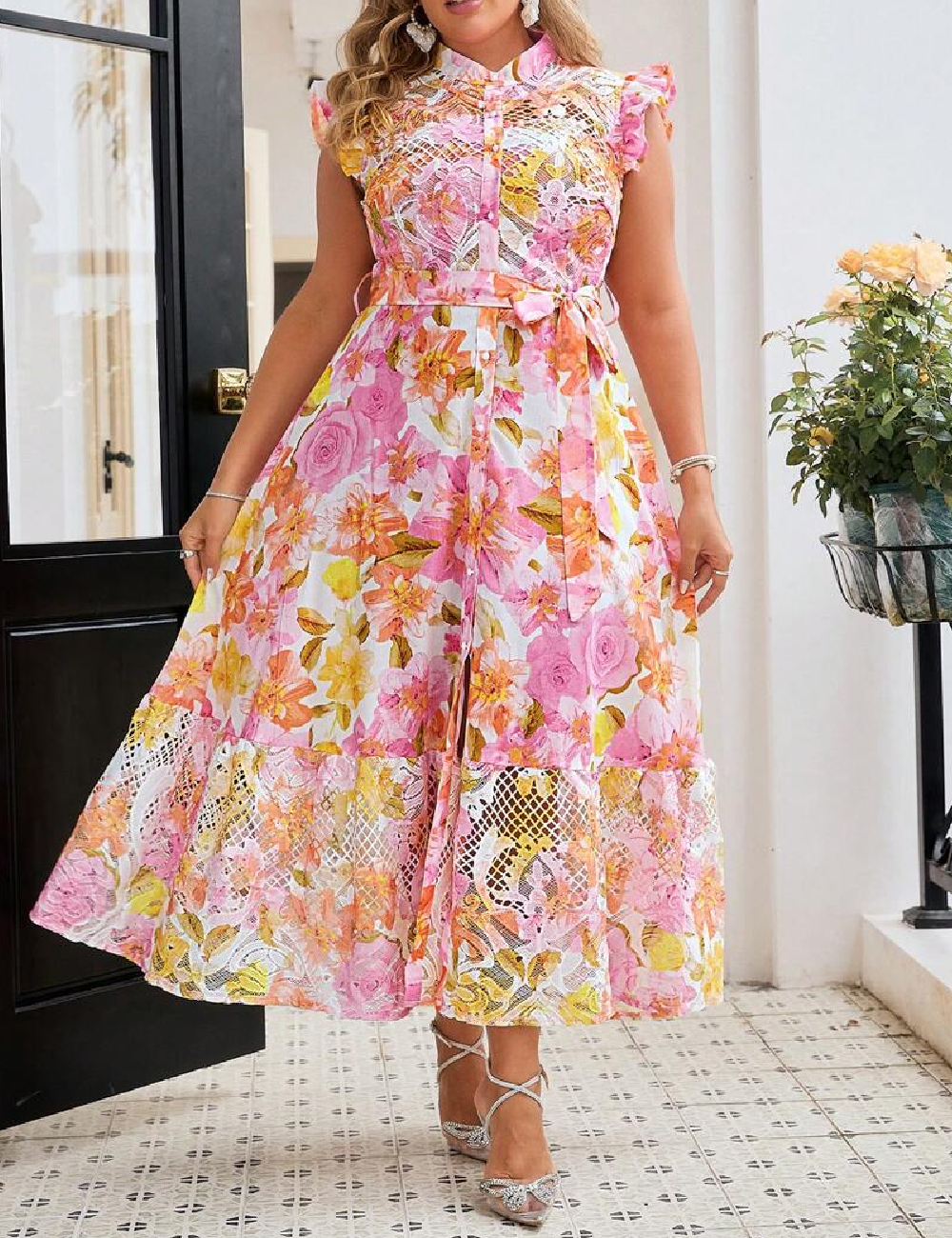 Rochie lunga SHEIN CURVE, floral print - 1 | YEO