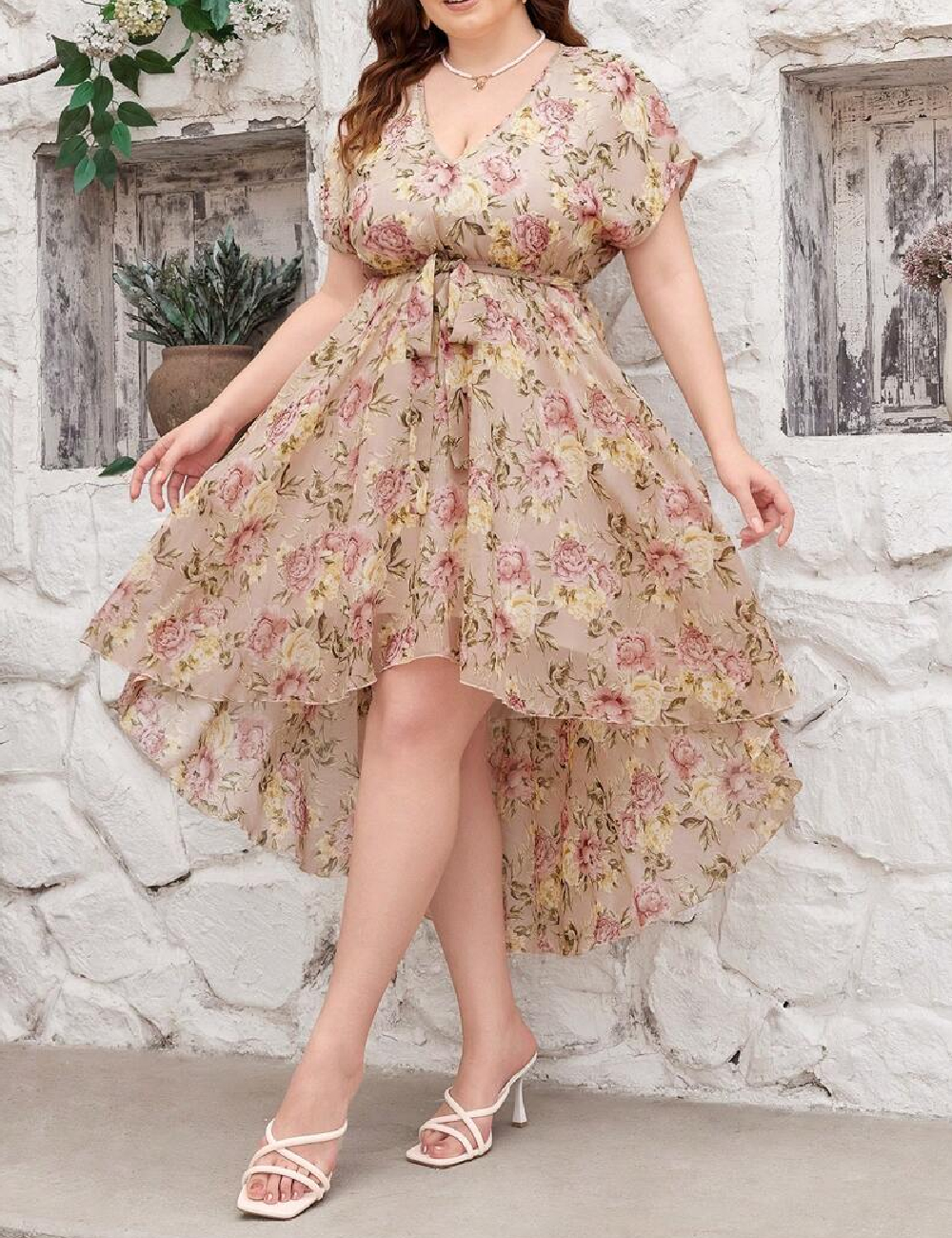 Rochie medie SHEIN CURVE, floral print