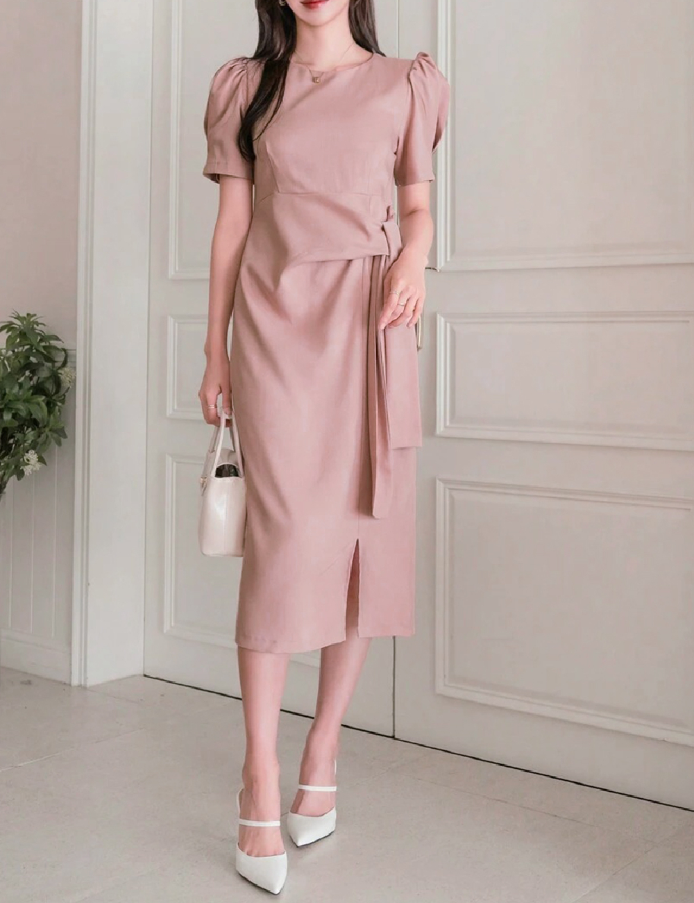 Rochie medie Dazy, roz