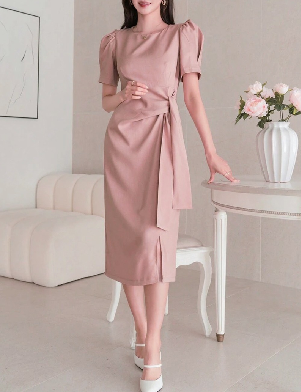 Rochie medie Dazy, roz - 1 | YEO