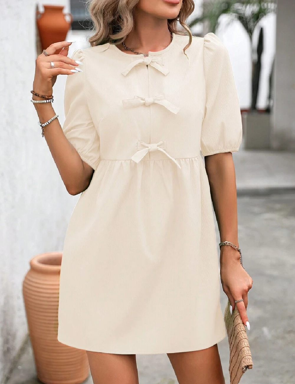 Rochie scurta SHEIN, crem - 1 | YEO