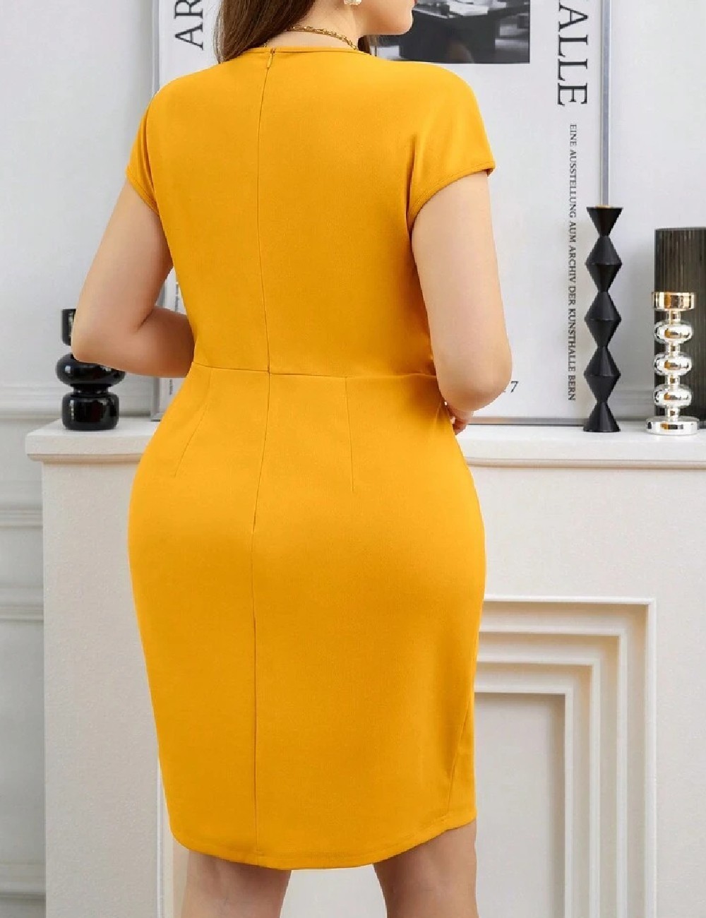 Rochie scurta SHEIN CURVE, galben - 1 | YEO