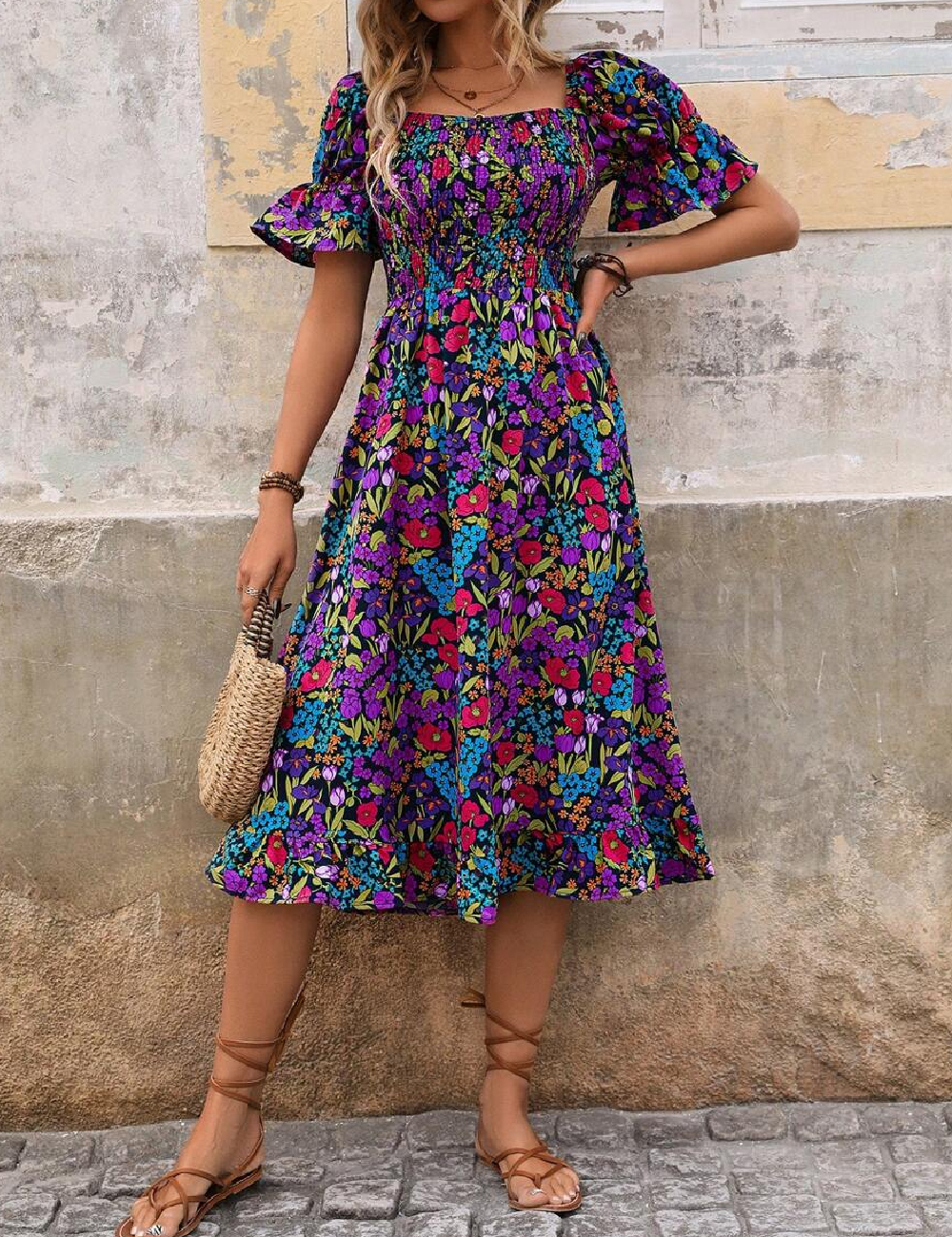 Rochie medie SHEIN, floral print