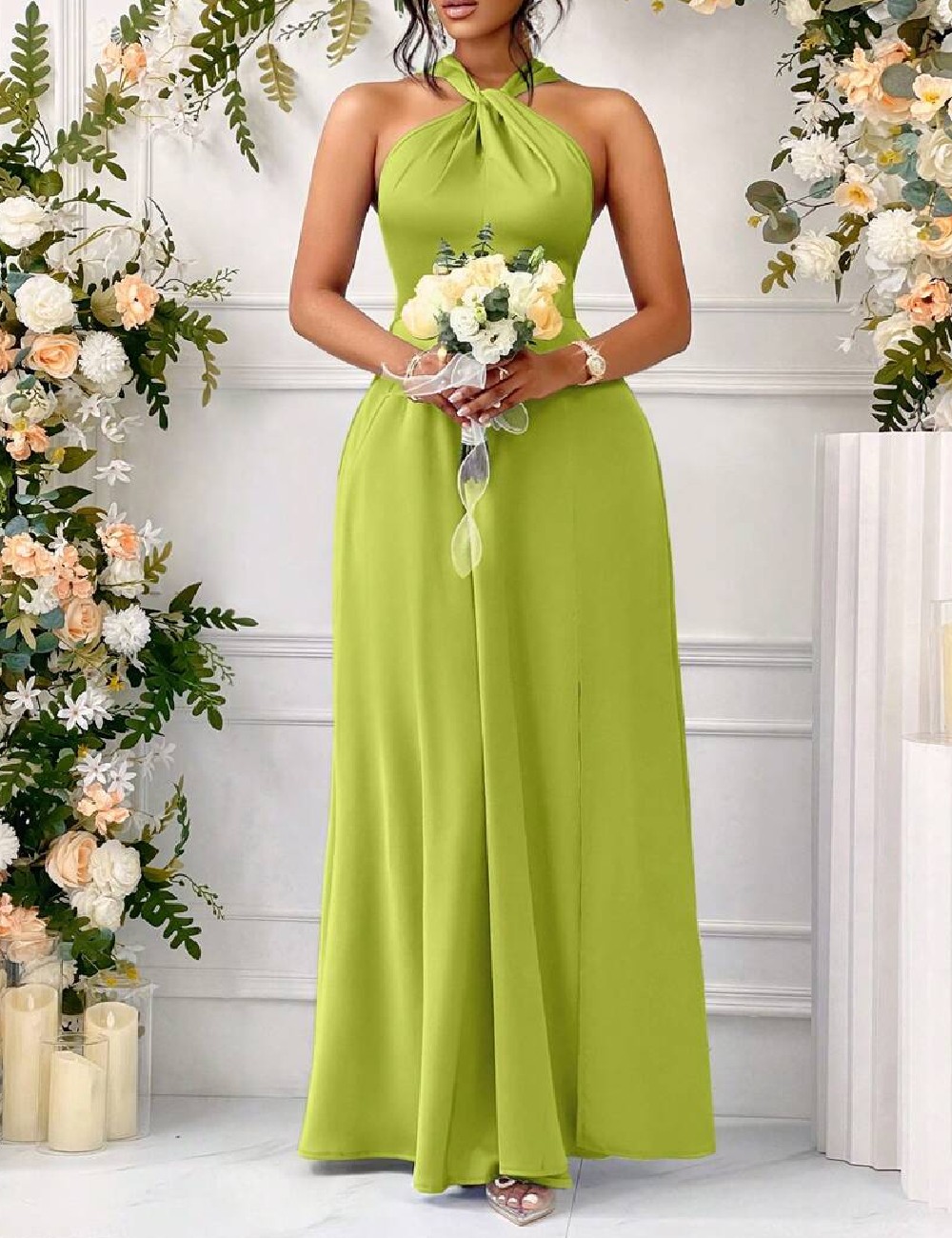 Rochie lunga SHEIN, verde - 1 | YEO