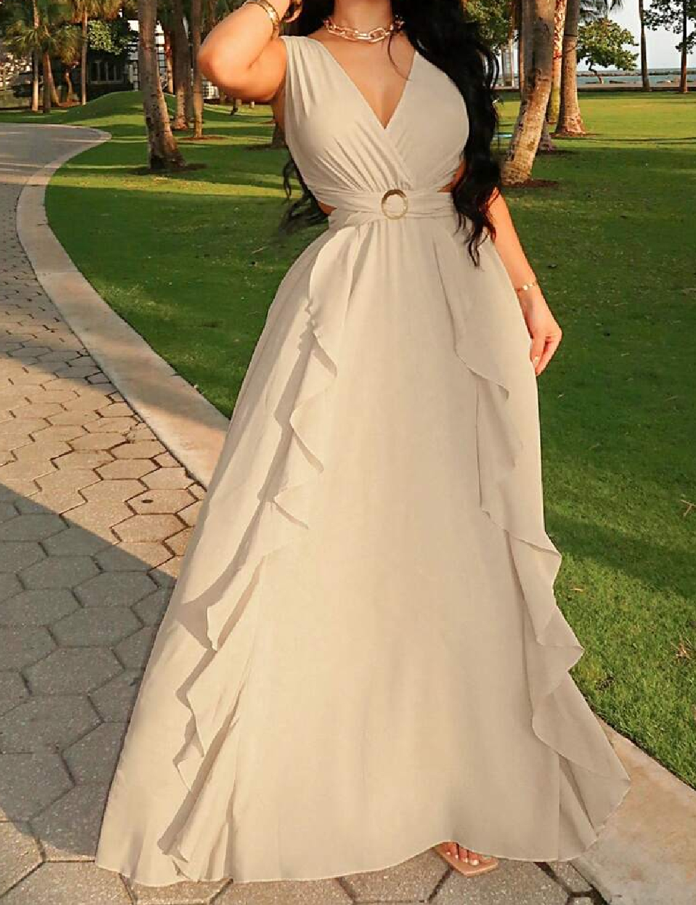 Rochie lunga SHEIN, crem