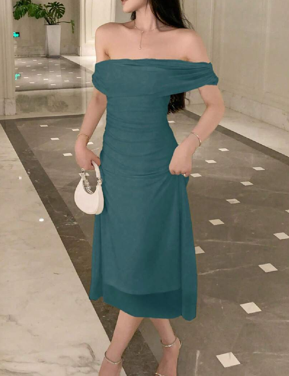 Rochie lunga Dazy, verde