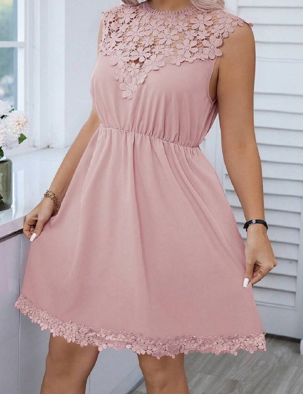 Rochie scurta SHEIN CURVE, roz - 1 | YEO