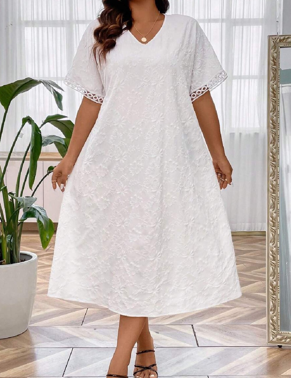Rochie medie SHEIN CURVE, alb - 1 | YEO