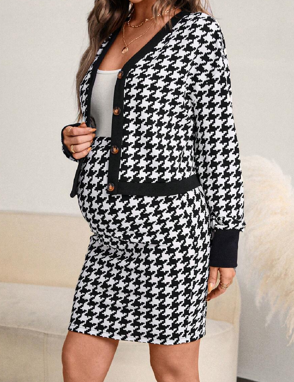 Compleu SHEIN Maternity, alb/negru