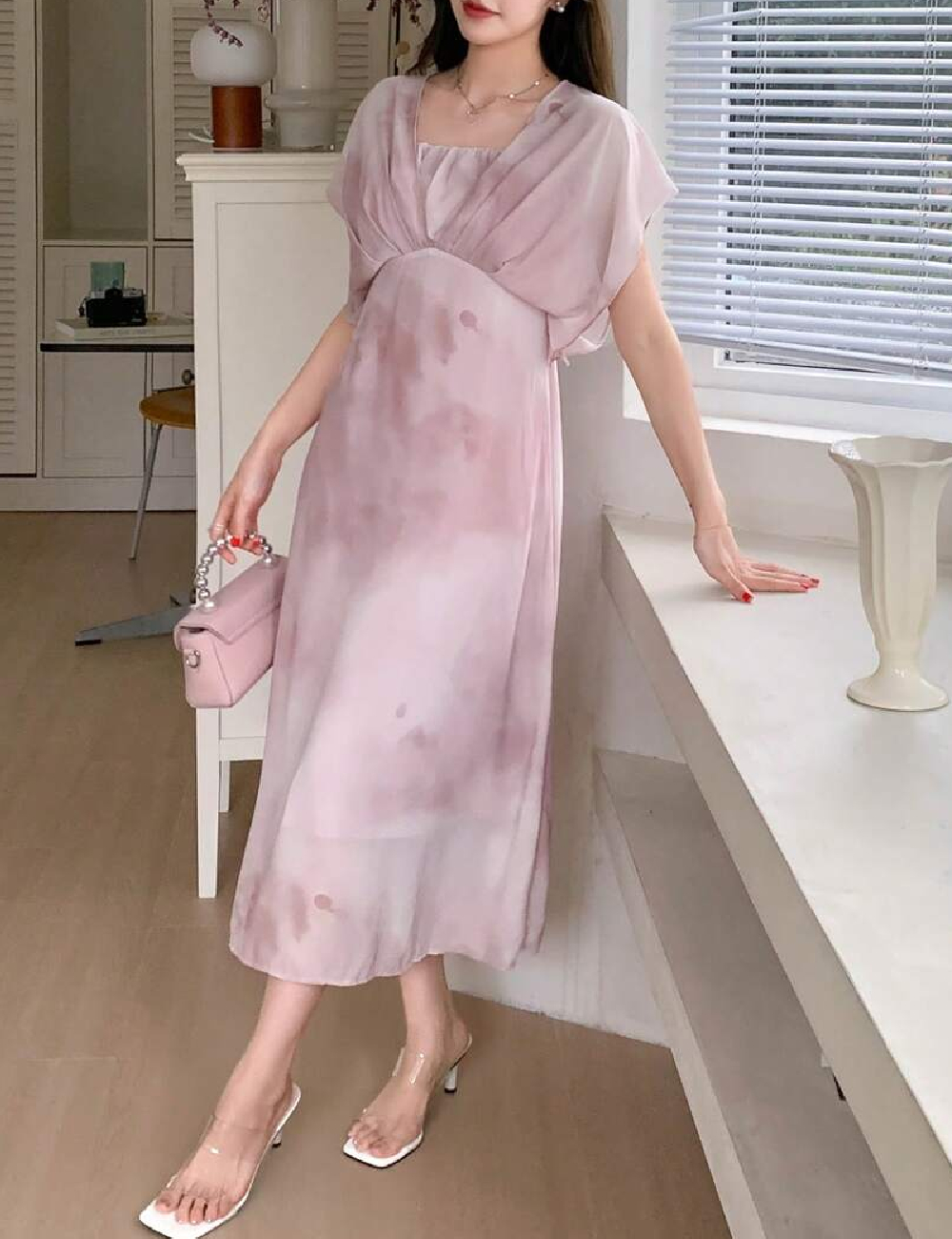 Rochie medie Dazy, roz