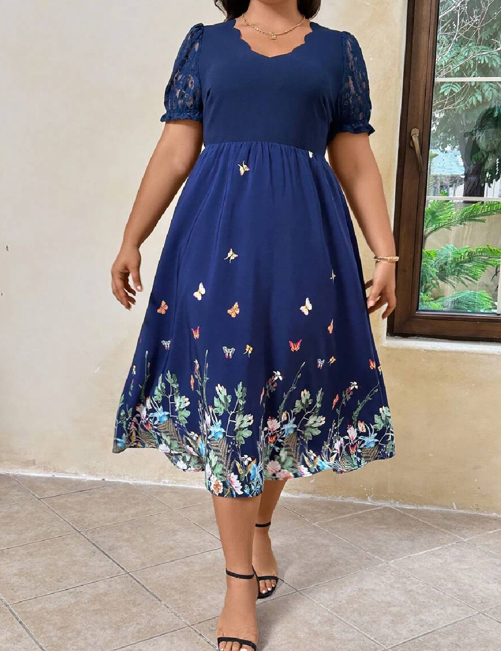 Rochie medie SHEIN CURVE, albastru