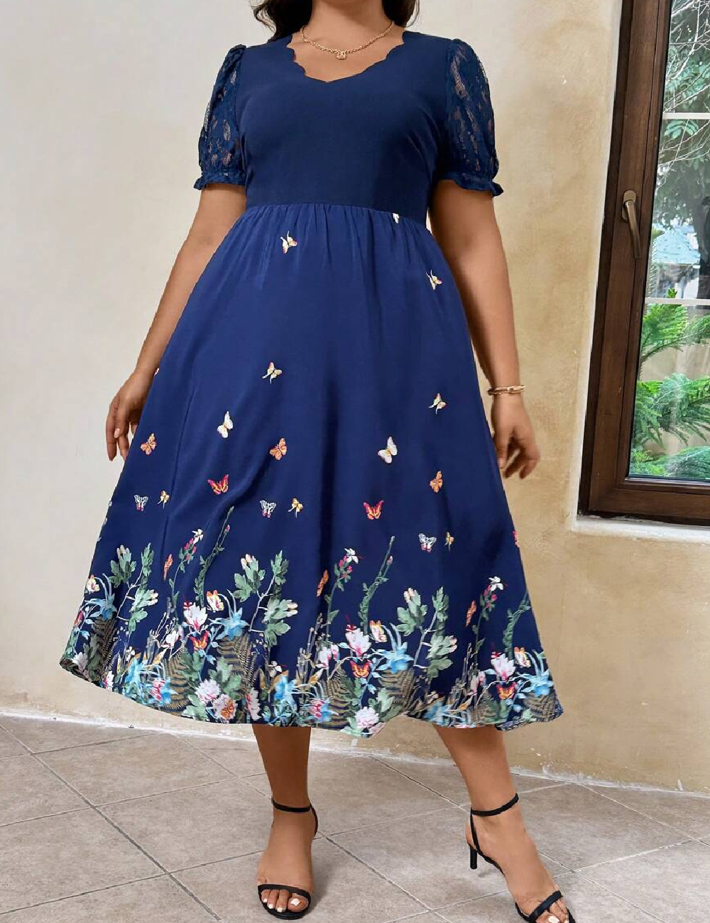 Rochie medie SHEIN CURVE, albastru - 1 | YEO