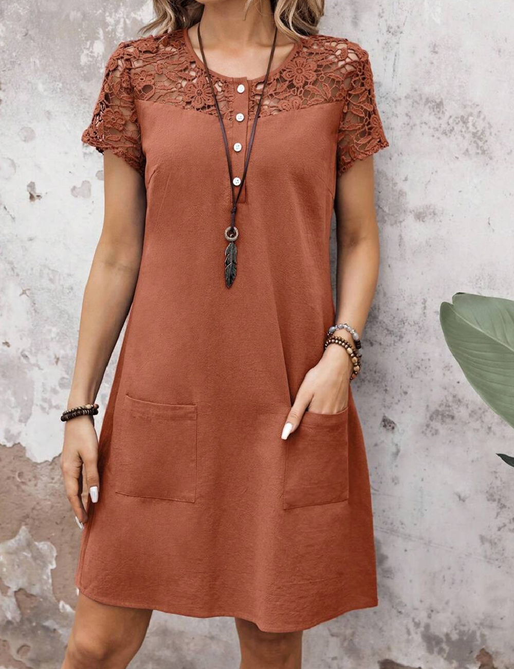 Rochie scurta SHEIN, caramiziu